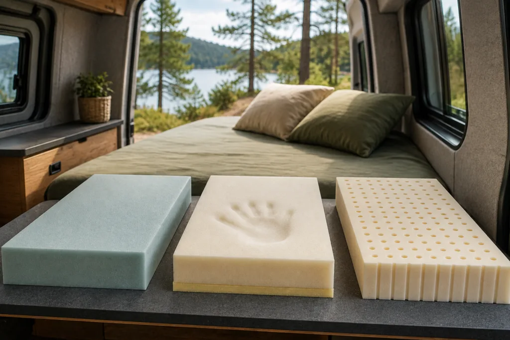 Espuma HR, viscoelástica o látex: ¿Cuál es la mejor opción para una furgoneta camper?